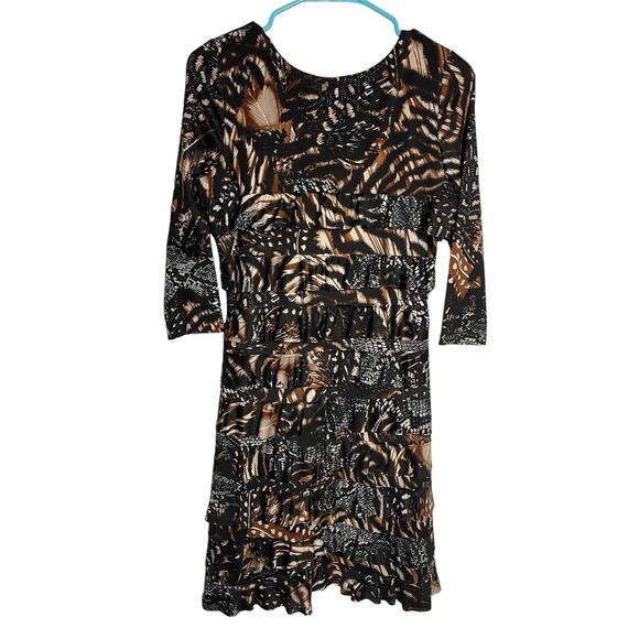 Tango Mango Tiered Ruffle Stretch Sleeveless Animal Print Dress Size Small - Picture 7 of 10